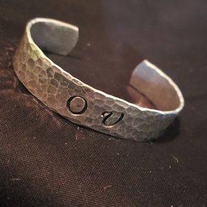OU hand stamped aluminum bracelet